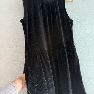 J. Crew Black Velvet Midi Dress with Gold Sparkle